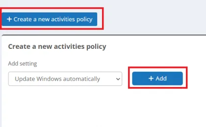 Volba automatických aktualizací Windows a tlačítko Add