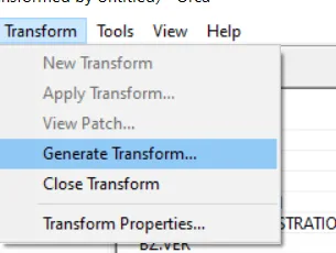 Nabídka Transform s volbou Generate Transform v Orca