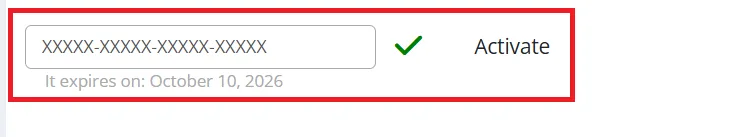 Pole aktivačního kódu licence Supremo Professional v Console
