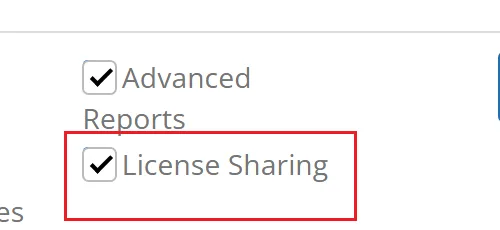 Zaškrtávací volba License Sharing při aktivaci zařízení
